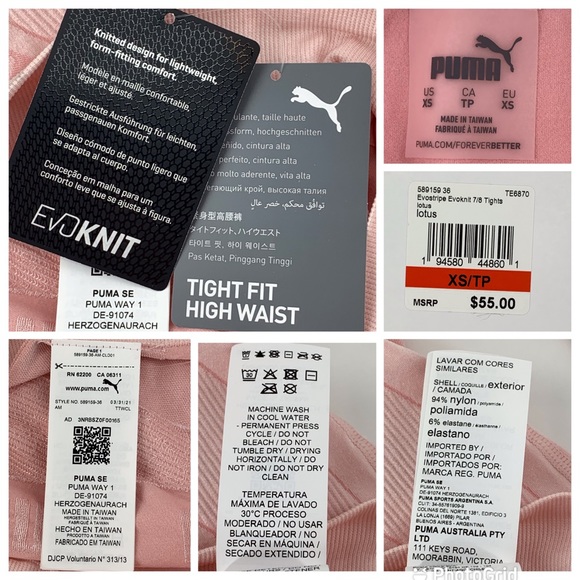 Puma NWT Pink Evostripe Evoknit 7/8 Tights, XS - Picture 16 of 16